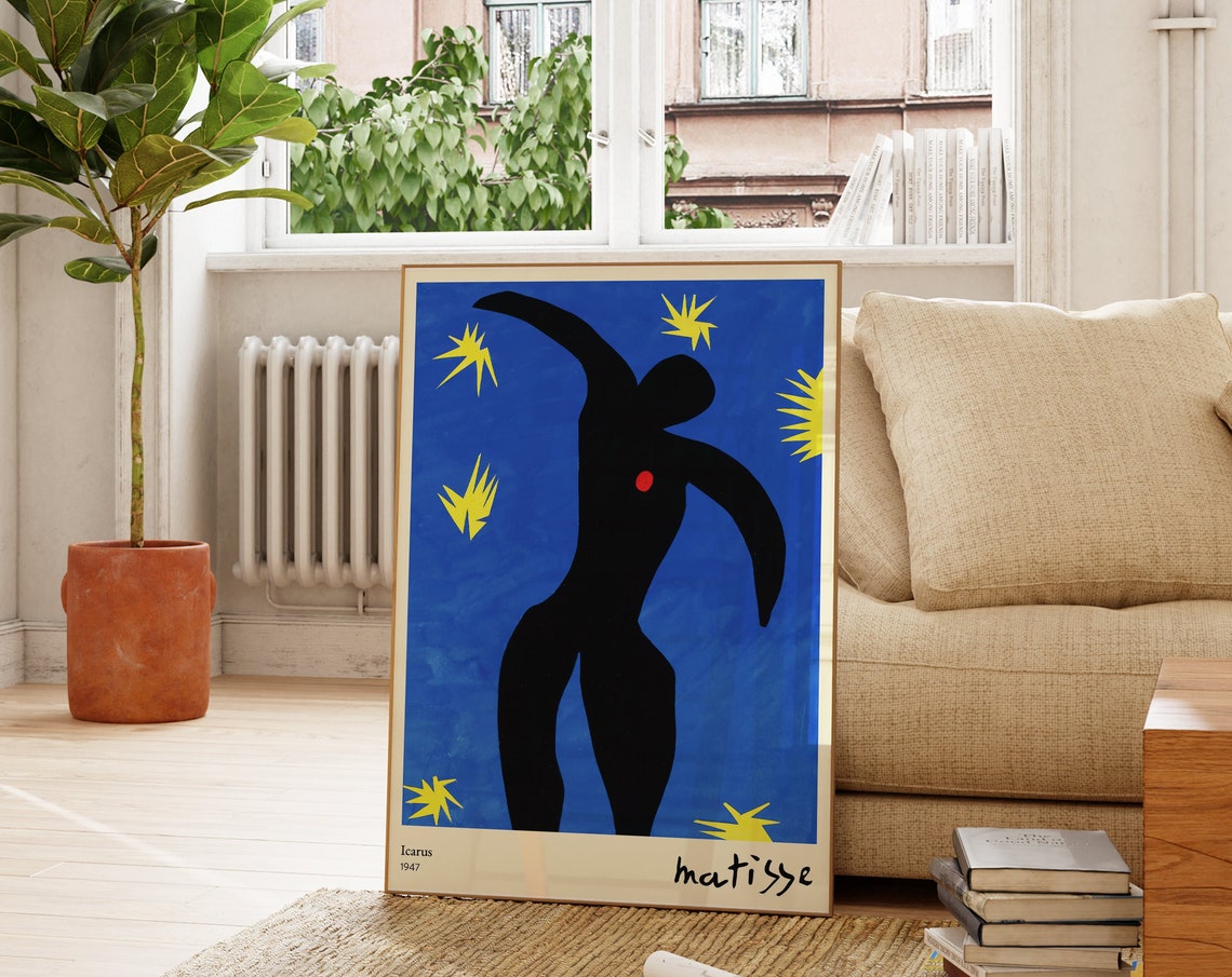 Henri Matisse Icarus 1947 Black Figure Blue Night Stars Art Print