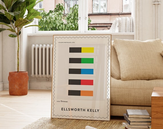 Ellsworth Kelly Print Color Over Black Print Rainbow Colorful Large Abstract Wall Art For Living Room Geometry Wall Art Modern Art