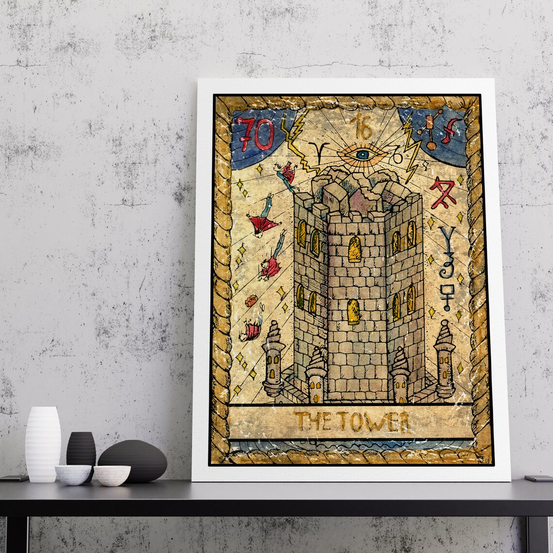 Tower Tarot Card Print Tarot Print Tarot Card Wall Art Tarot Card Art Print Tarot Card Art Tower Tarot Card Art