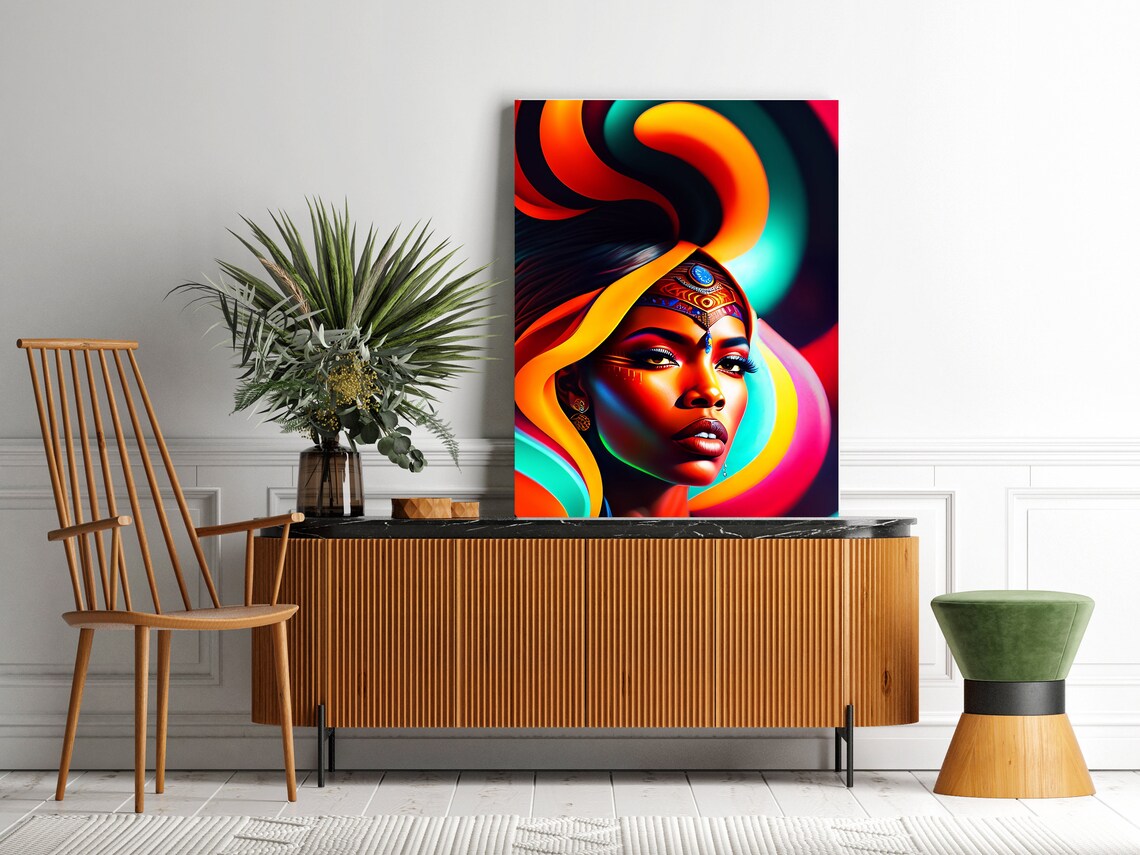 Vibrant Pop Art Portrait Of African Woman With Swirling Hair Poster - Image 2