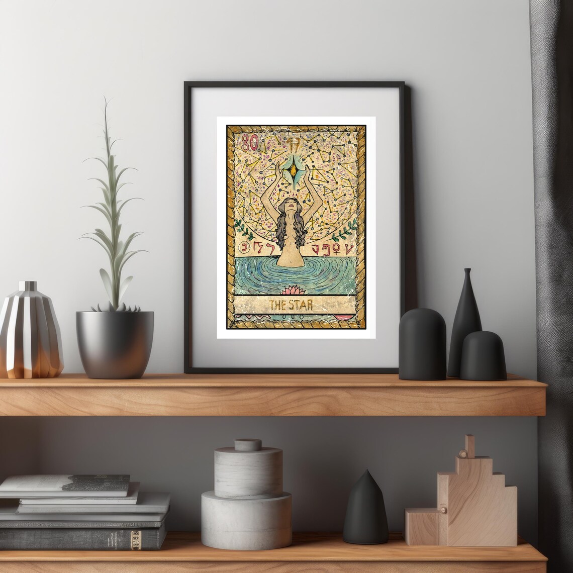 The Star Tarot Card Wall Art Tarot Card Art Prints Sun Moon Star Art Print Girl Apartment Art Boho Wall Art Print Preppy Wall Art Print - Image 3
