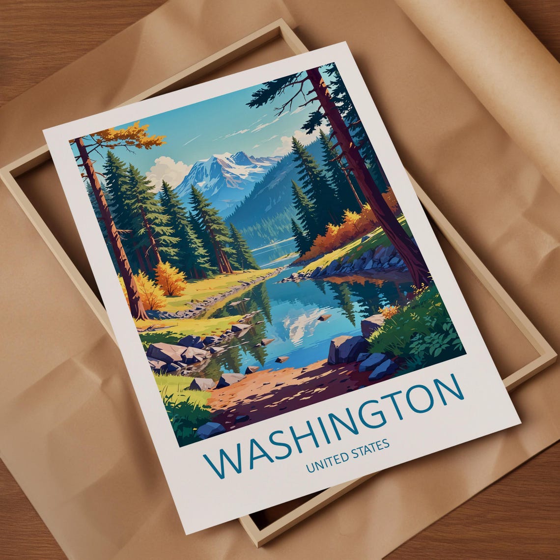 Washington Travel Print Washington Poster National Park Poster Travel Memories Gift Washington Wall Art Usa Wall Art Travel Gift - Image 4