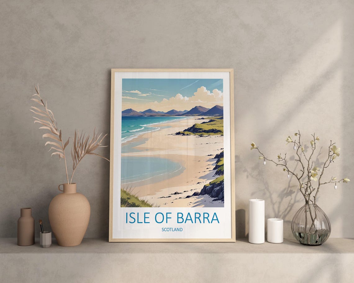 Isle Of Barra Print Isle Of Barra Poster Scottish Prints Barra Print Scotland Travel Print Scottish Isle Print Scotland Poster - Image 2