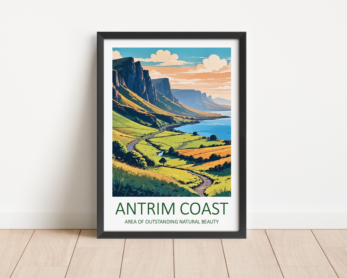Antrim Coast Northern Ireland Green Cliffs Scenic Drive Poster