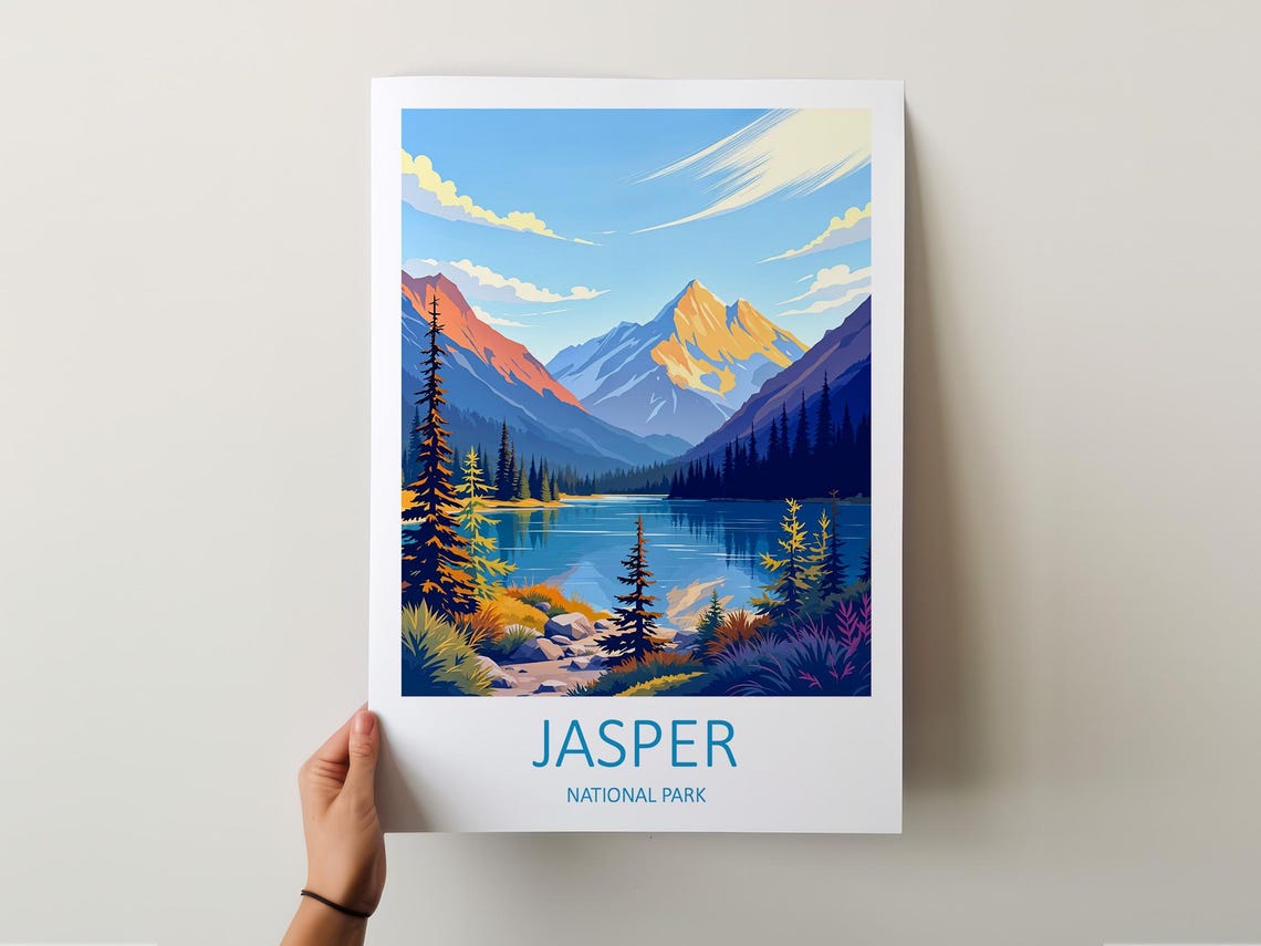 Jasper National Park Canada Alpine Lake Pines And Golden Peaks Poster - Image 5