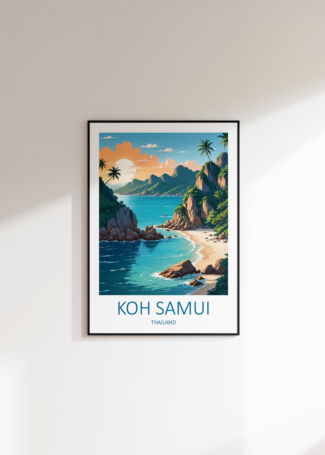 Koh Samui Thailand Sunset Palm Cove Island Vintage Travel Poster - Image 2