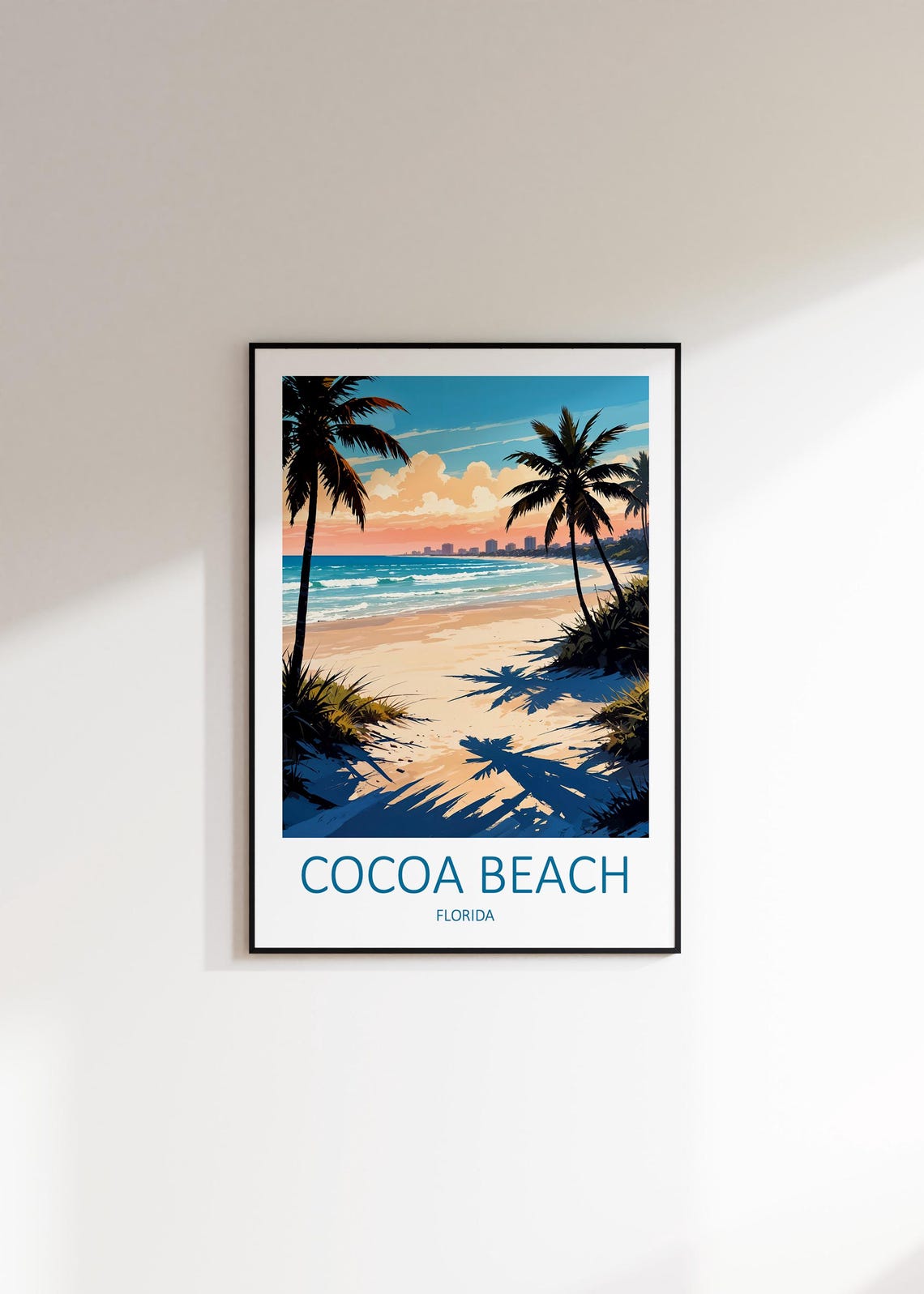 Cocoa Beach Florida Palm Tree Beach Sunset Surf Paradise Poster - Image 2