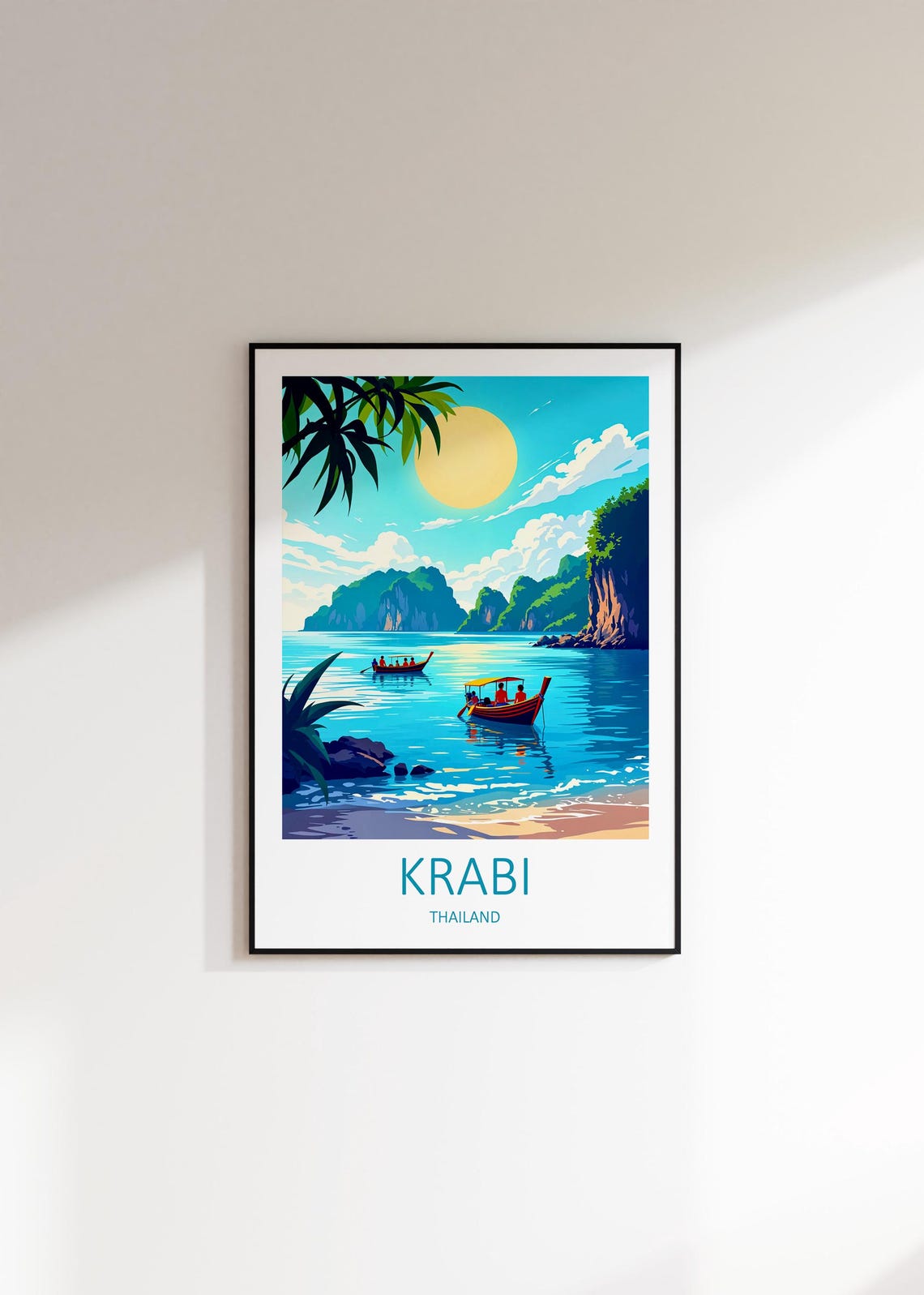 Krabi Thailand Longtail Boats Limestone Cliffs Travel Poster - Image 3