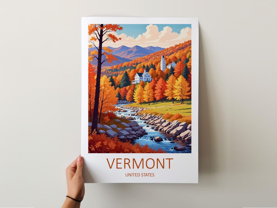 Vermont Print Vermont Wall Art Vermont Poster United States Fall In Vermont Vermont Travel Print Autumn Wall Art Birthday Gift - Image 5