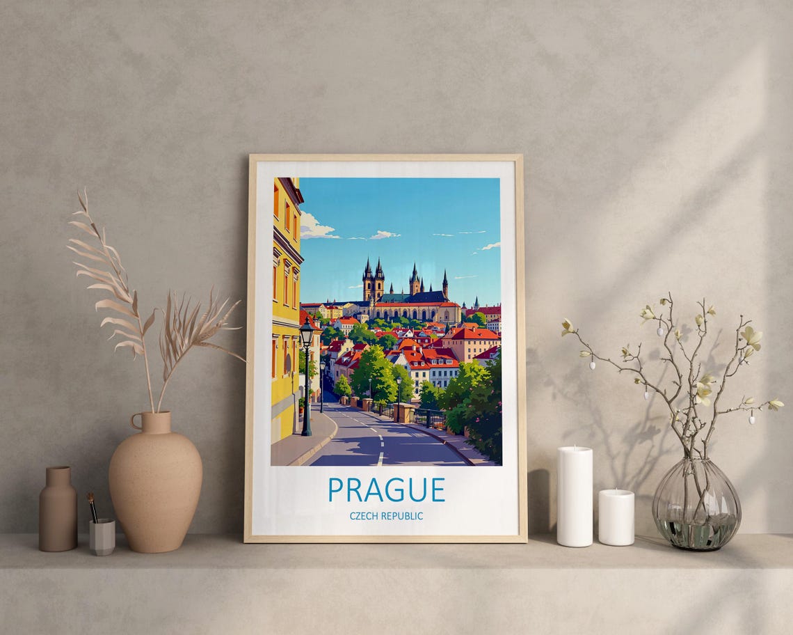 Prague Print Travel Wall Art Prague Poster Czech Republic European City Print Prague Travel Print Gallery Wall Art Prague Wall Art - Image 3