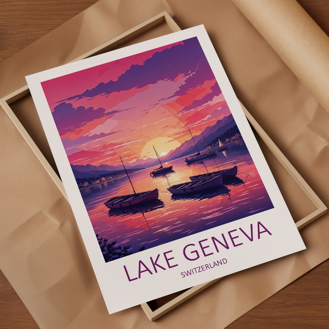 Lake Geneva Print Switzerland Print Lake Geneva Switzerland Travel Print Lake Geneva Poster Travel Gift Swiss Prints Lakes Poster - Image 4