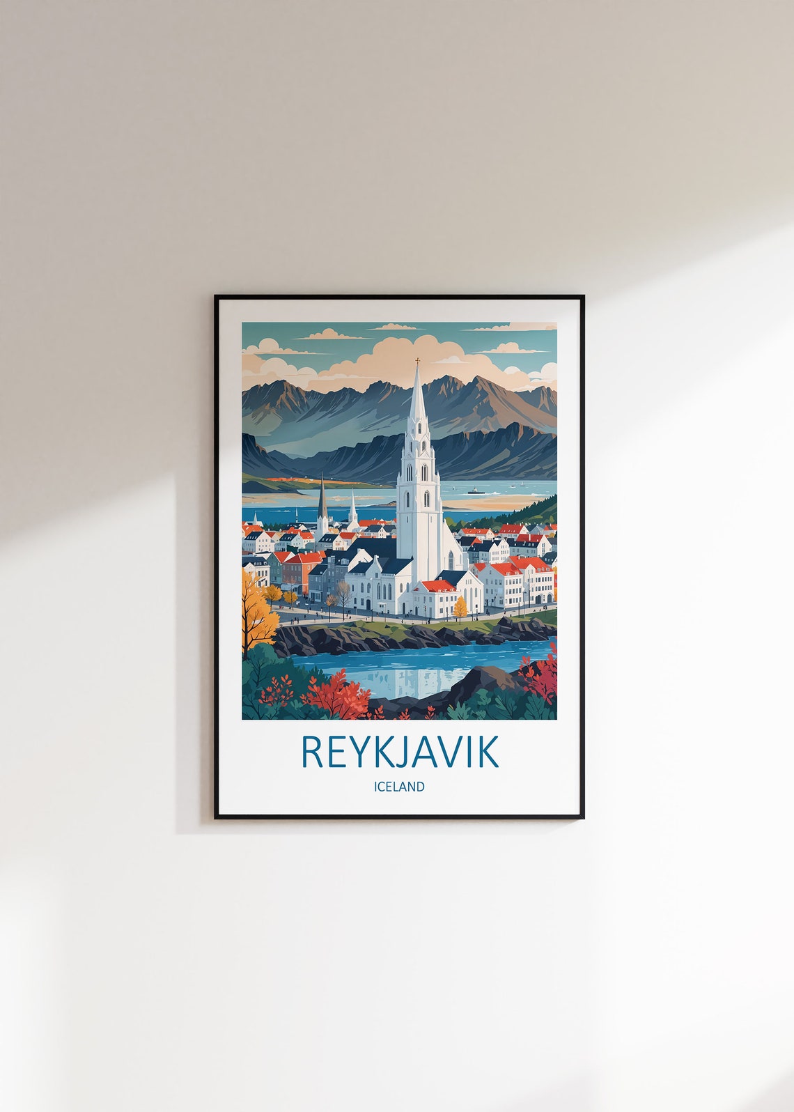 Iceland Print Reykjavik Poster Reykjavik Travel Print Iceland Poster Travel Gift Iceland Wall Art Iceland Art Print Reykjavik Iceland - Image 3