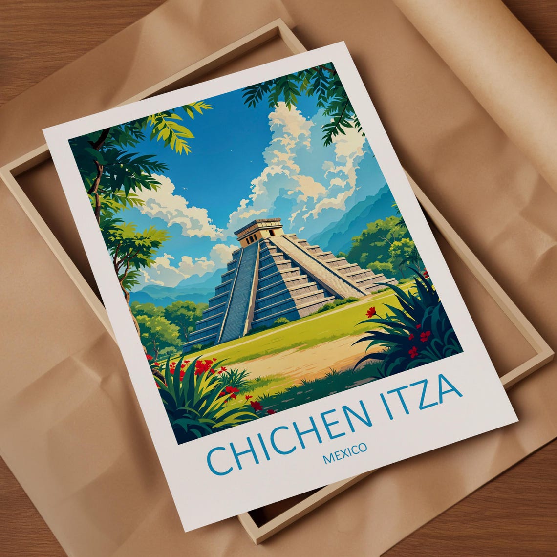 Chichen Itza Mexico Ancient Mayan Pyramid In Lush Jungle Poster - Image 4
