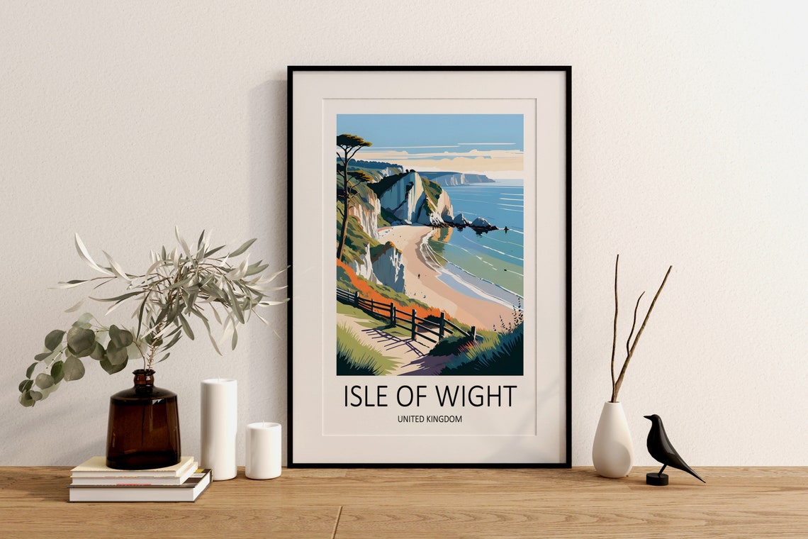 Isle Of Wight England Chalk Cliffs Secluded Beach Path Poster - Image 2