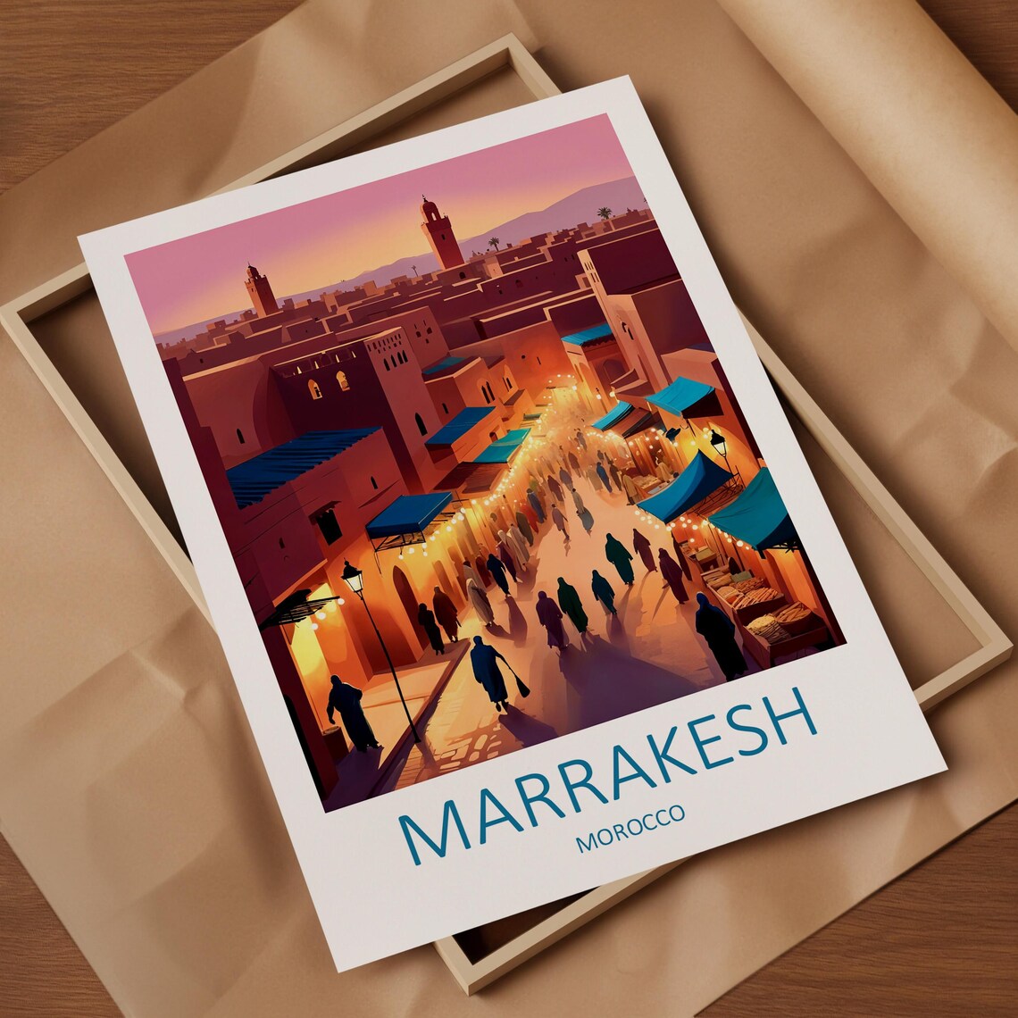 Marrakesh Morocco Medina Market Twilight Souk Lights Travel Poster - Image 4