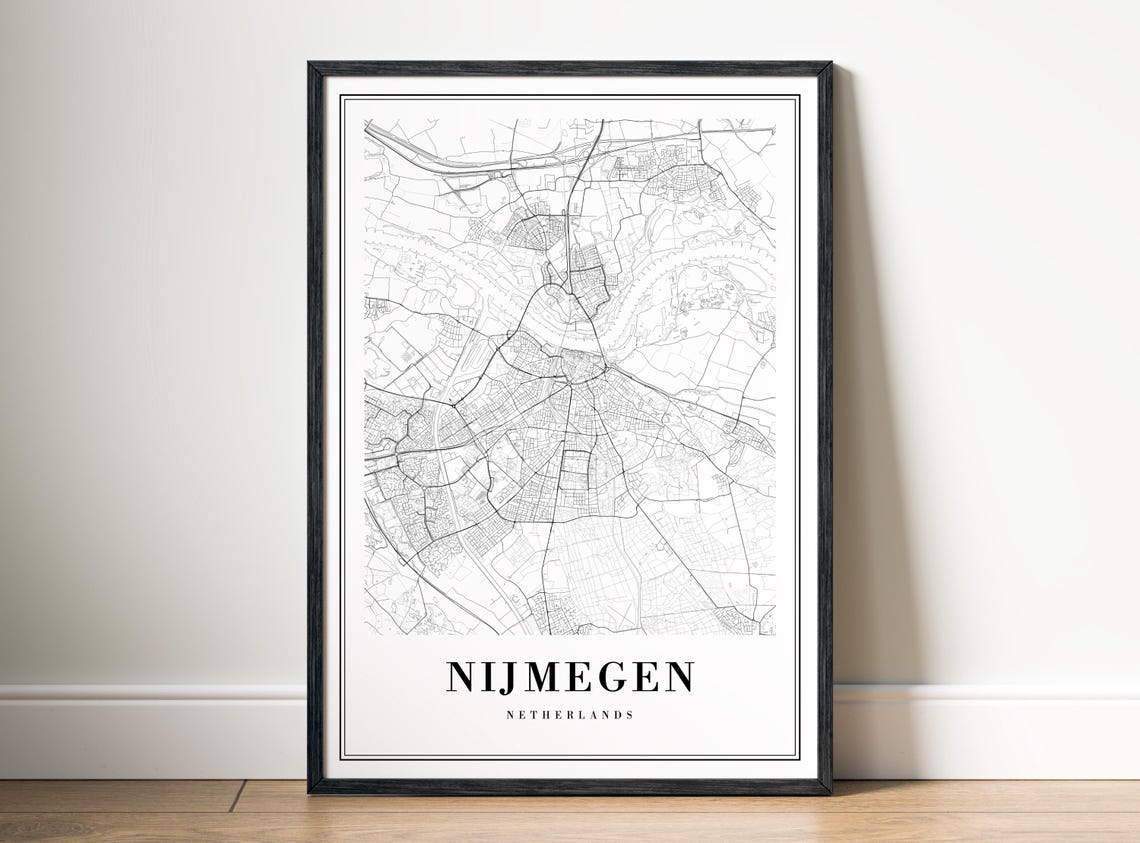 Nijmegen Netherlands Black And White Monochrome City Map Art Poster - Image 5