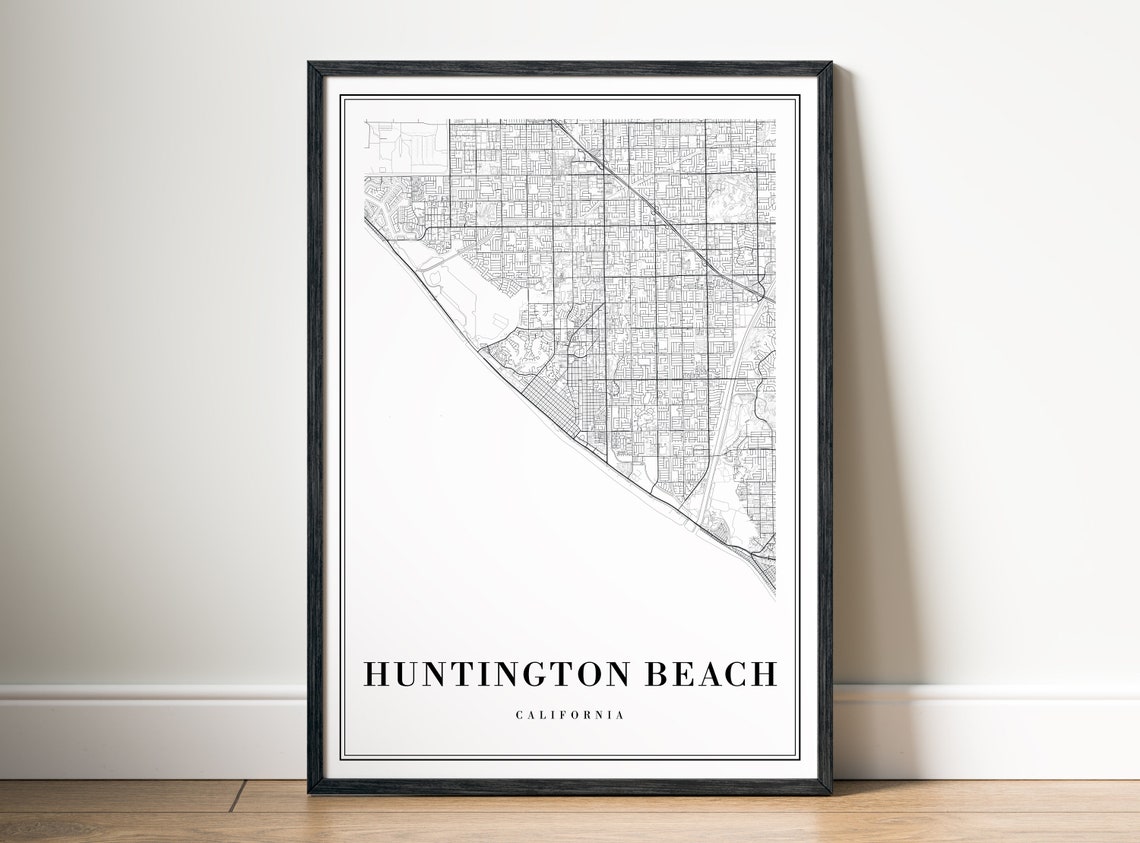 Huntington Beach California City Street Map Minimal Line Art Print - Image 5
