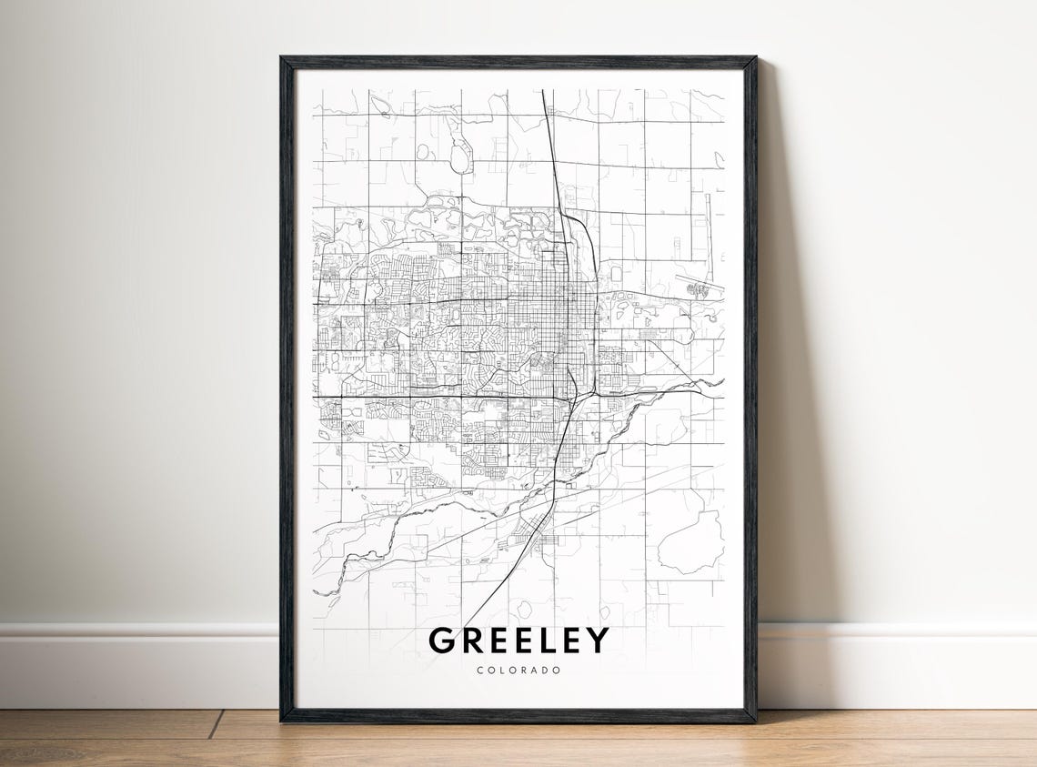 Greeley Colorado City Street Map Minimalist Black White Poster