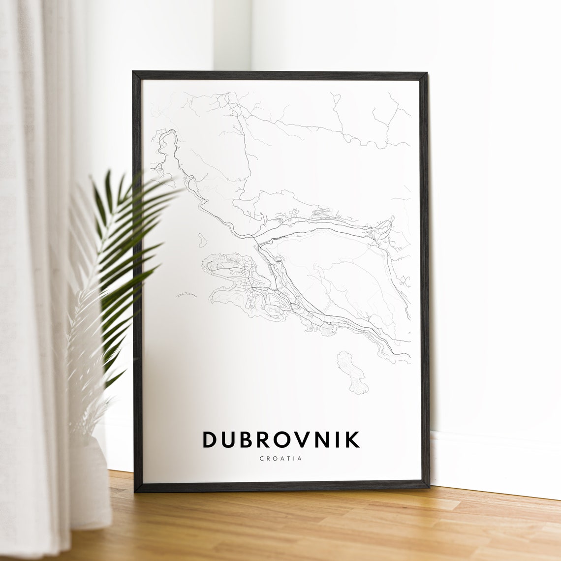 Dubrovnik Croatia City Map Minimalist Black and White Wall Poster - Image 2
