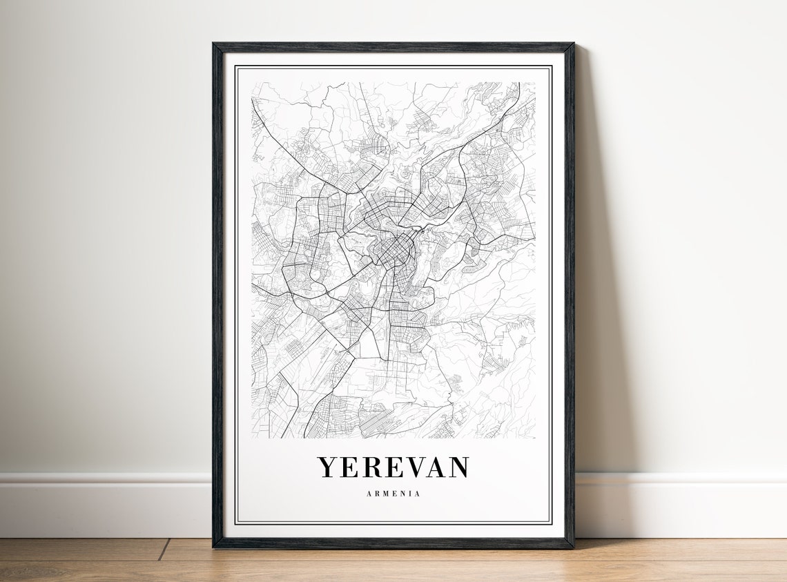 Yerevan Armenia Minimalist Black Line City Street Map Poster - Image 5