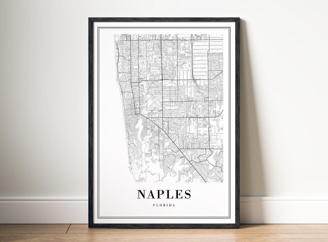 Naples Florida Gulf Coast Street Map Fine Minimal Line Art Print - Image 5