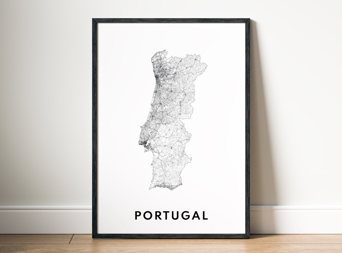 Portugal Map Poster, Black And White Travel Map - Image 5