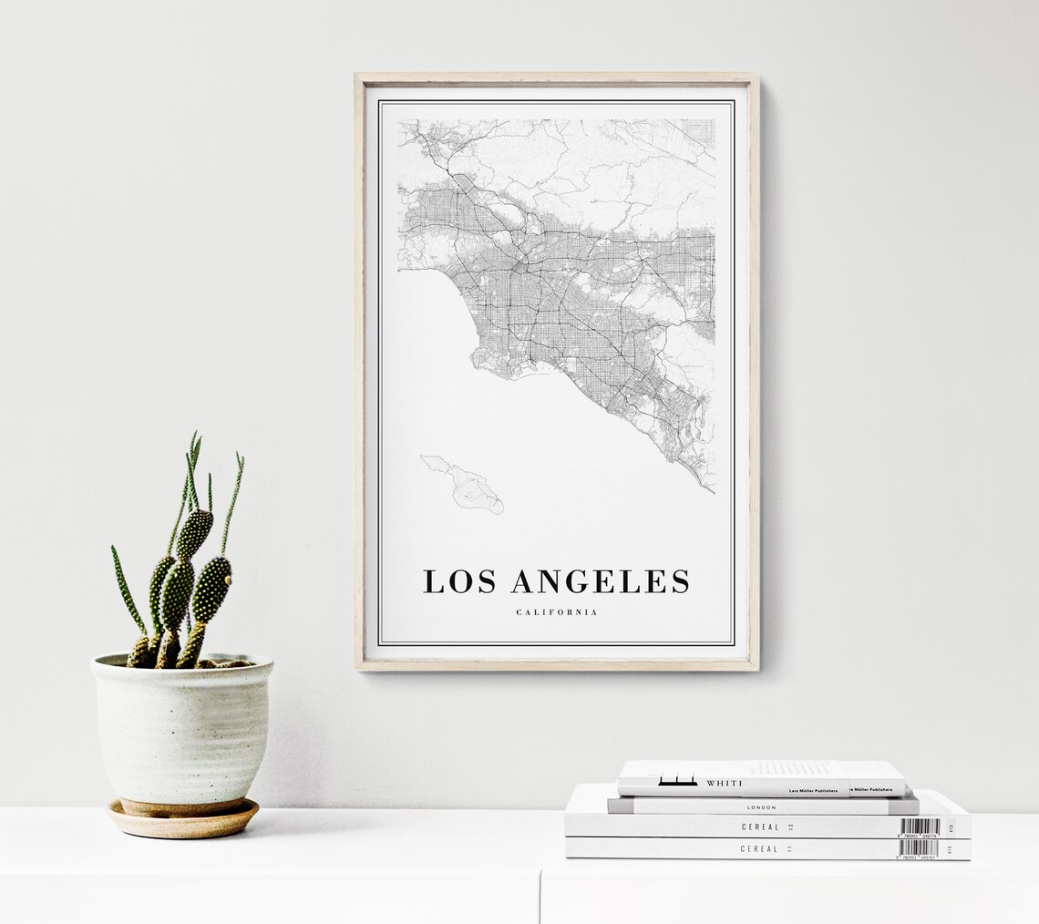 Los Angeles Map Print, Black And White Sketch - Image 3