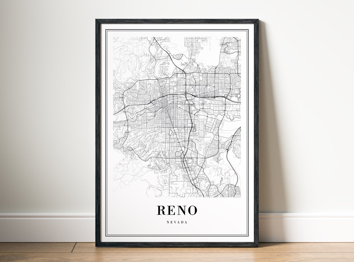 Reno Nevada City Street Map Black White Minimalist Map Poster - Image 5