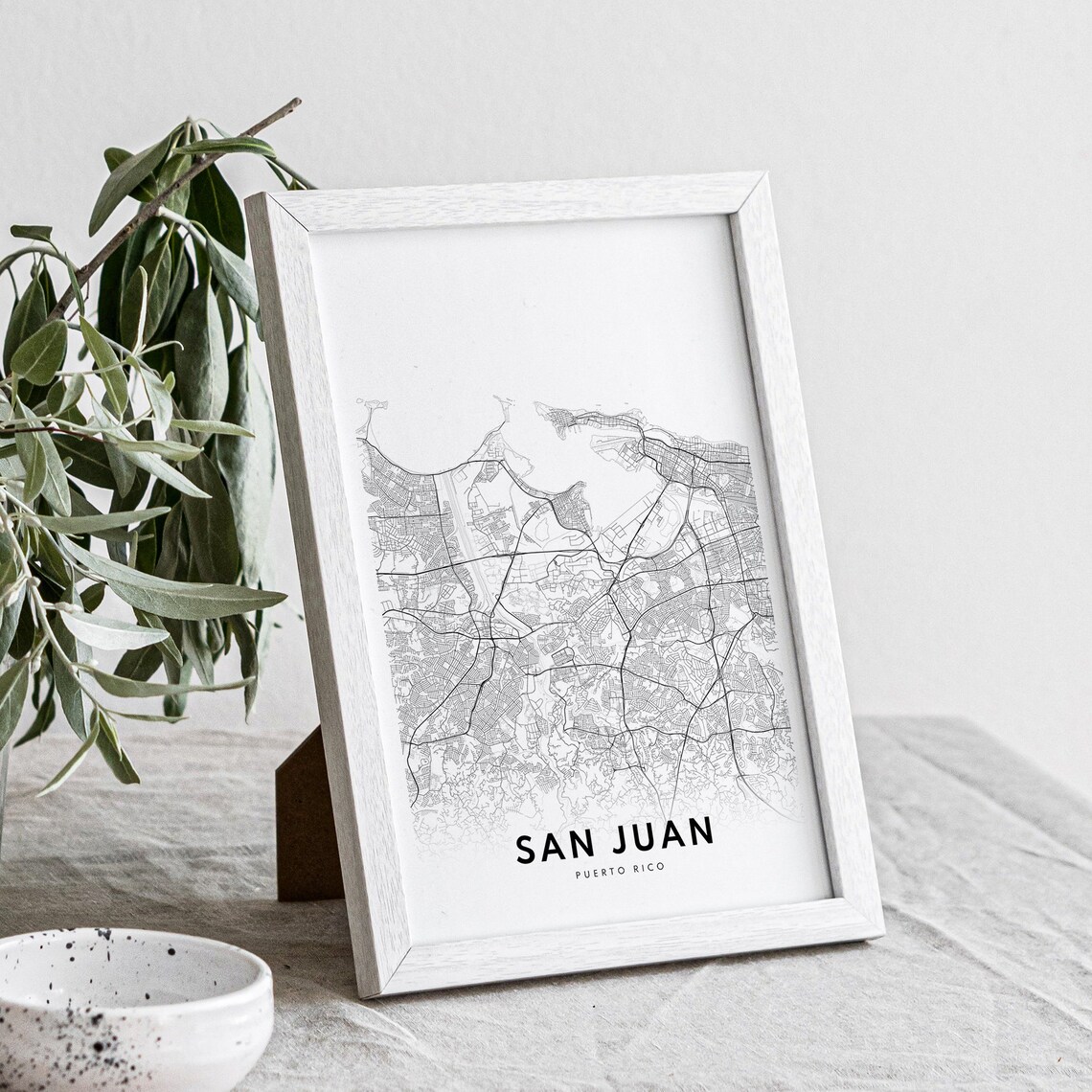 San Juan Puerto Rico Map Print, Black And White - Image 4