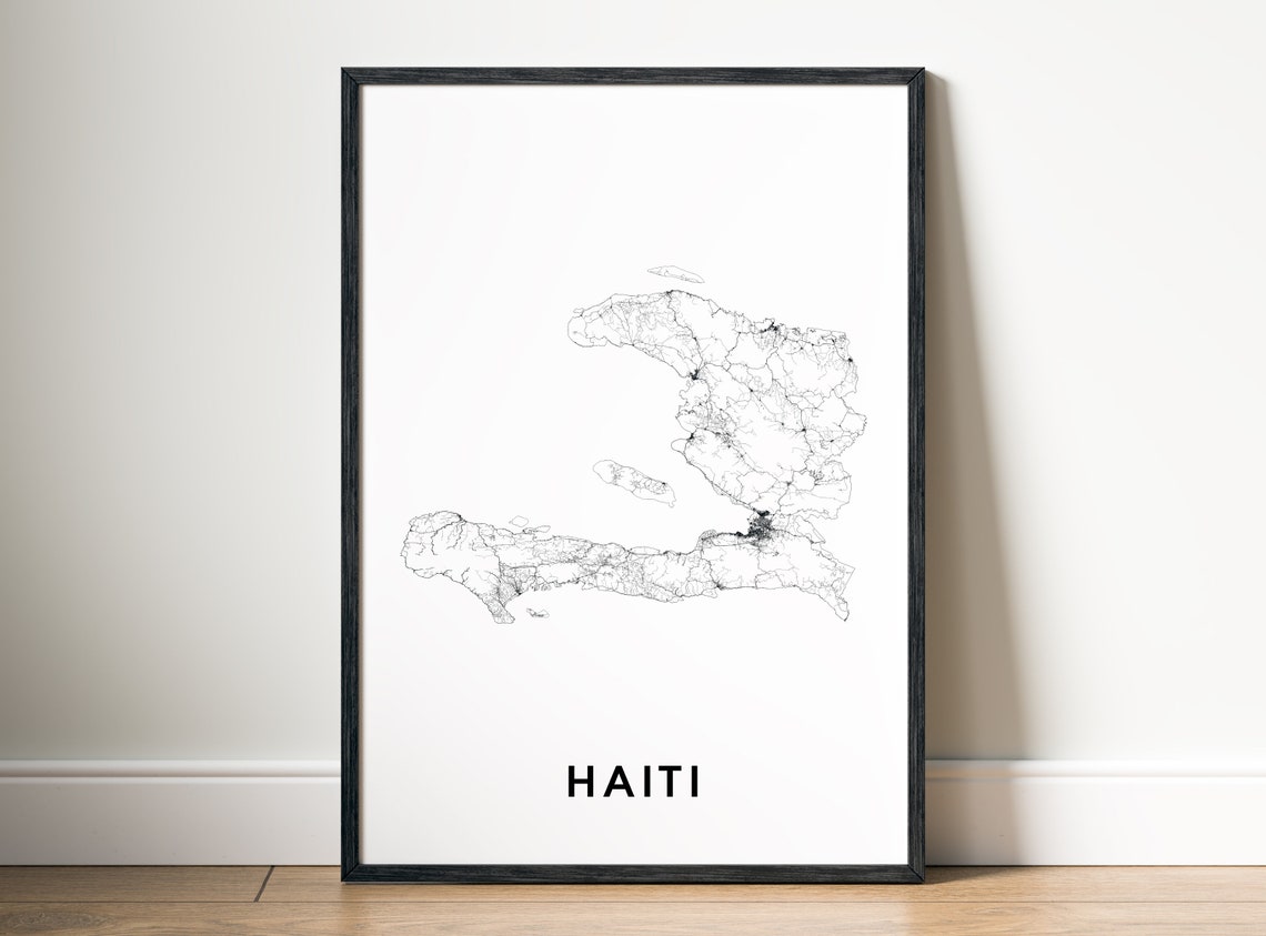 Haiti Map Black and White Travel Poster - Image 5