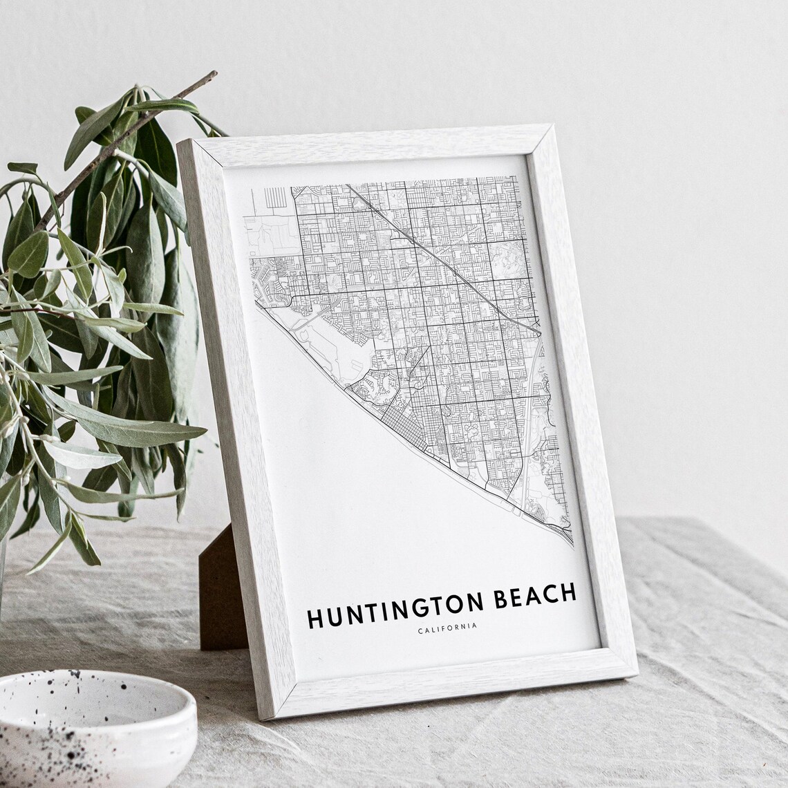 Huntington Beach California City Street Map Minimal Line Art Print - Image 4
