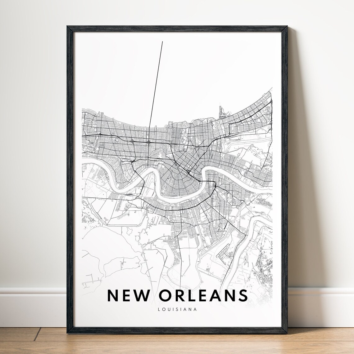 New Orleans Map Print, Minimalist Louisiana Poster