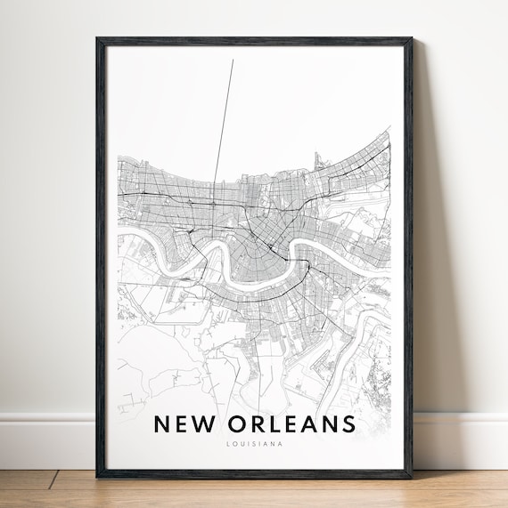 New Orleans Map Print, Minimalist Louisiana Poster