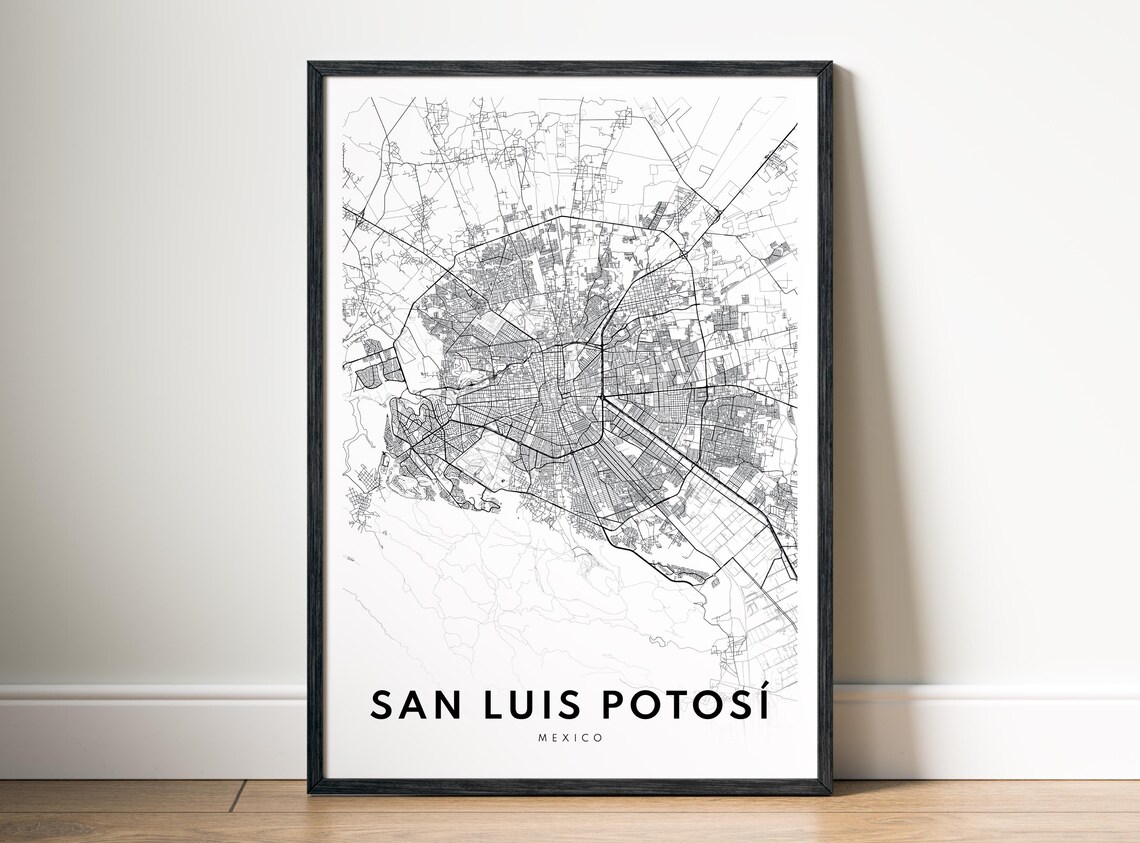 San Luis Potosí Mexico City Street Map Minimalist Line Art Poster