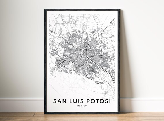 San Luis Potos Mexico Map Poster Black And White Minimalistic City Art