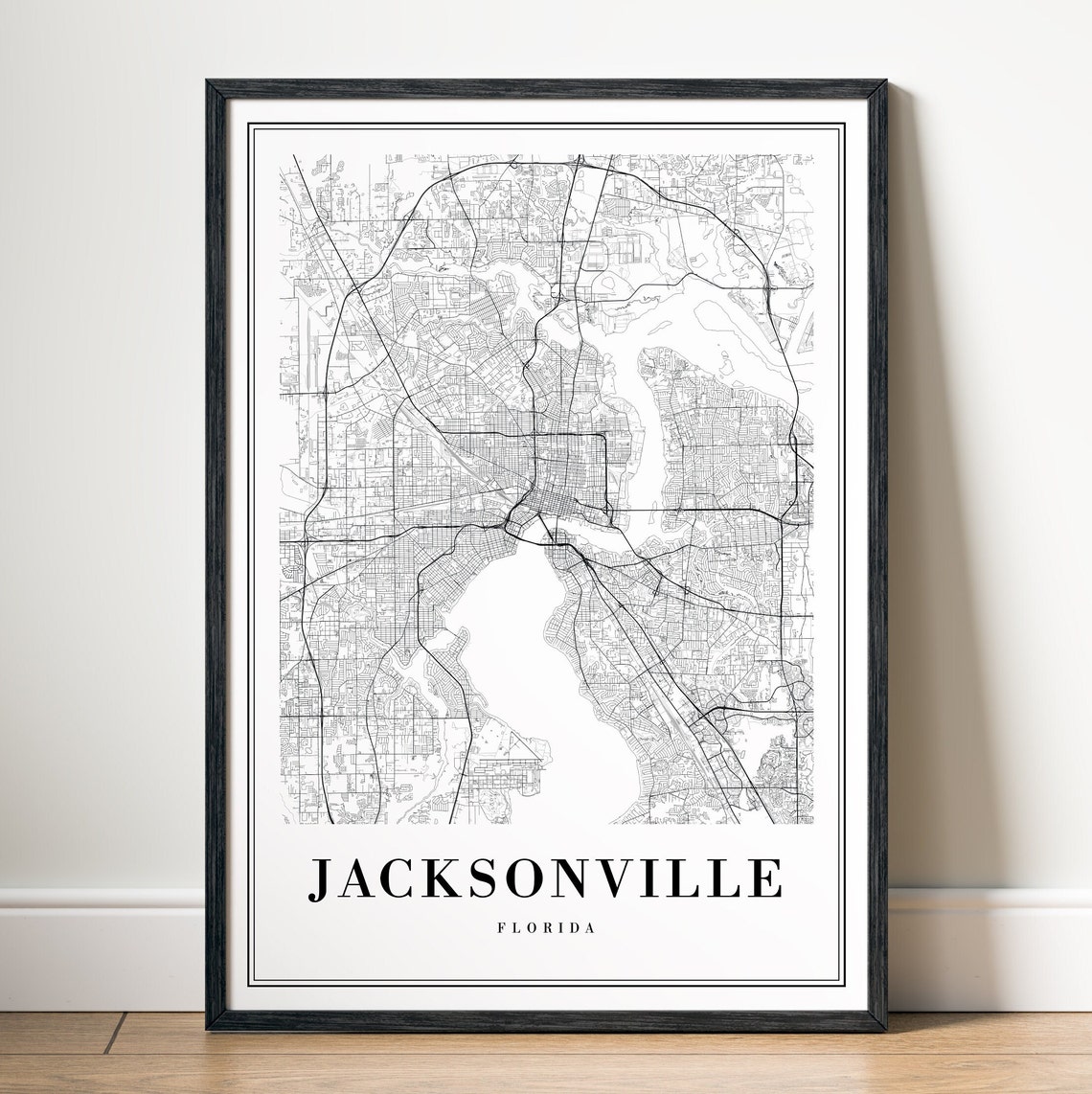 Jacksonville Florida Minimalist Black and White City Map Poster - Image 5