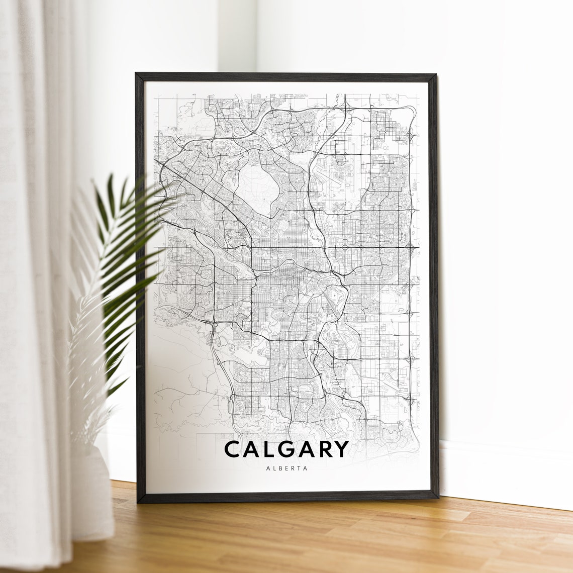 Calgary Alberta Minimalist Black and White City Street Map Poster - Image 2