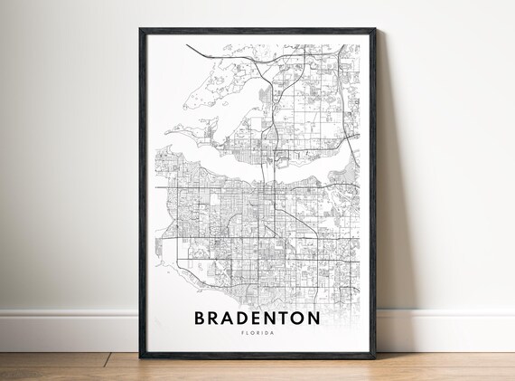Bradenton Map Print Florida Poster Black And White Wall Art