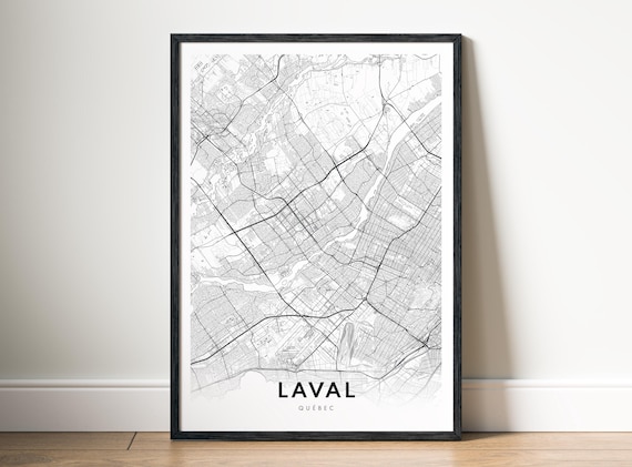 Laval Map Poster Black And White Minimalistic Print Art