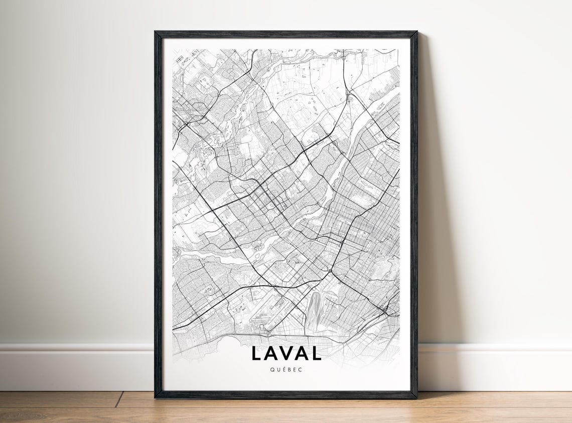 Laval Quebec Canada City Street Map Minimalist Line Art Poster