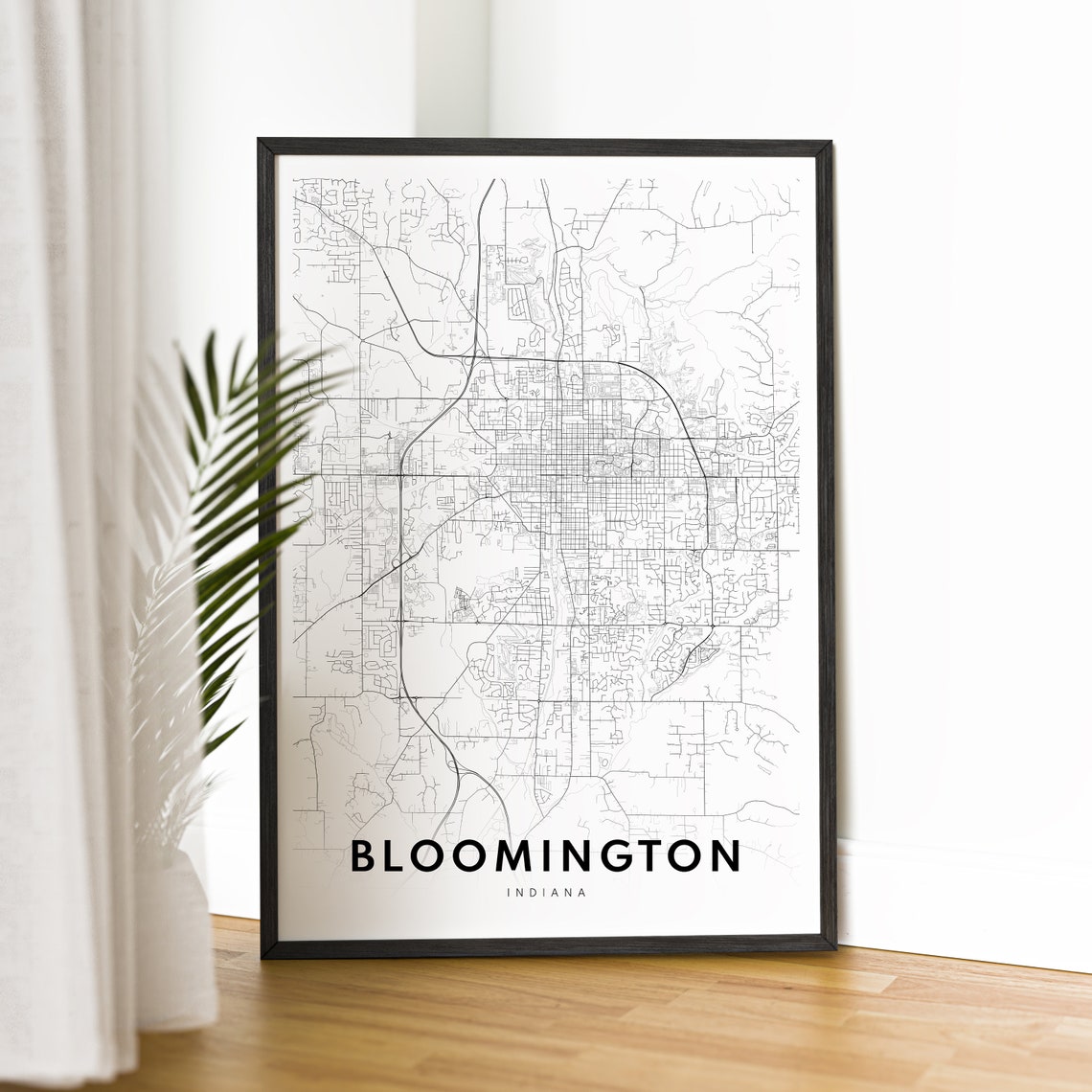 Bloomington Indiana Black and White City Map Line Art Poster - Image 2