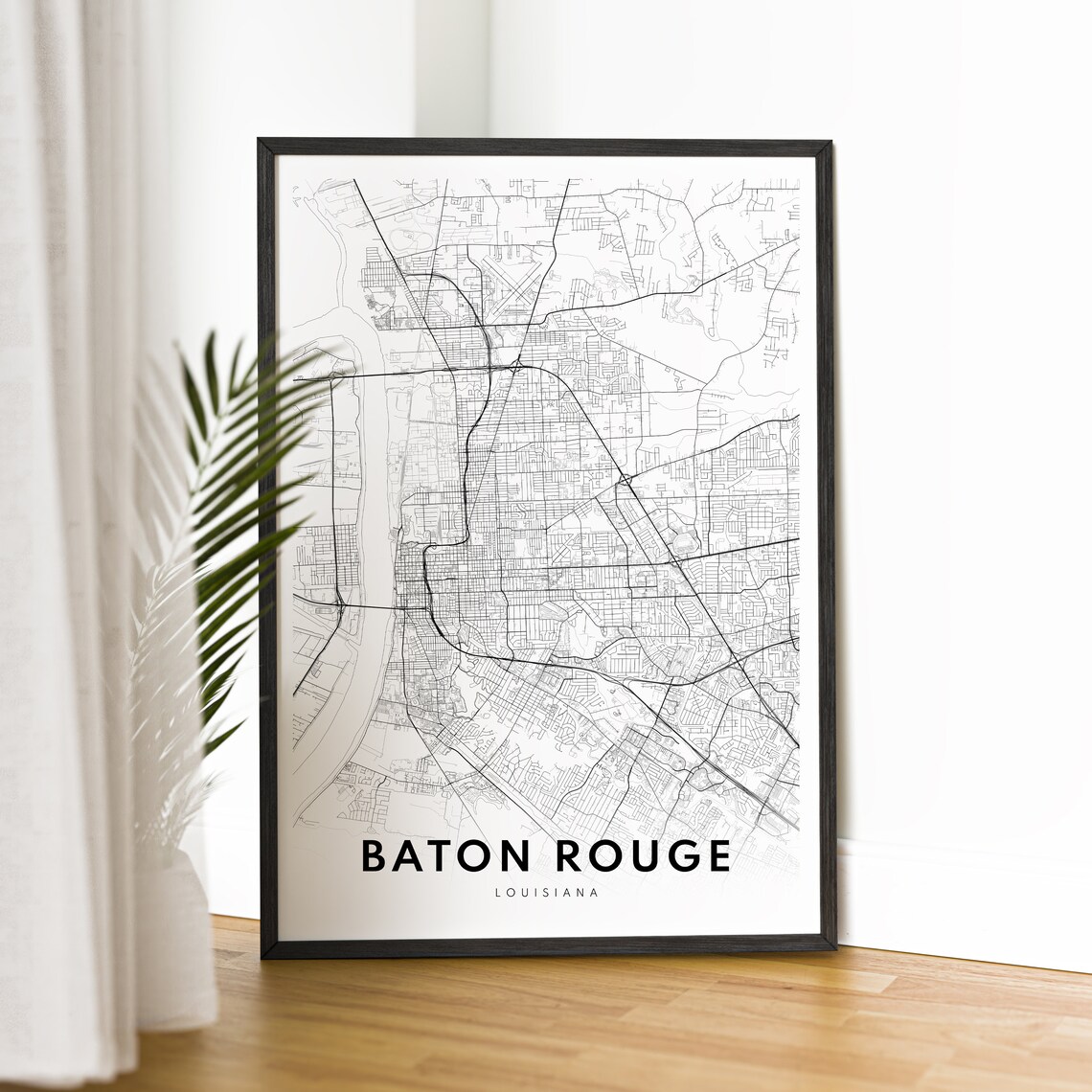 Baton Rouge Louisiana Map Print, Black and White - Image 2
