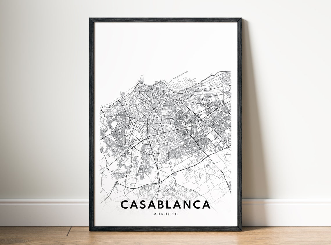 Casablanca Morocco Street Map Minimalist Black and White Poster - Image 5
