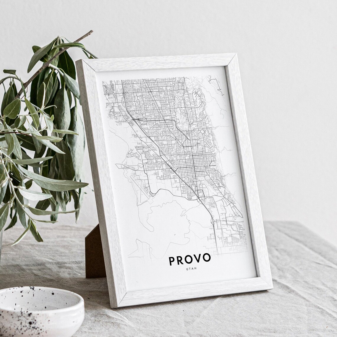 Provo Utah City Street Map Minimalist Line Art Black And White Print - Image 4