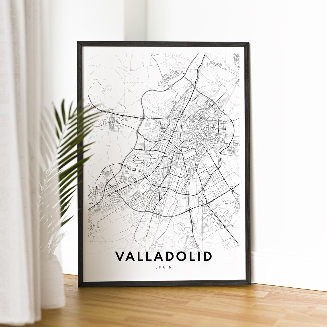 Valladolid Spain City Street Map Minimalist Line Art Black White Print - Image 2