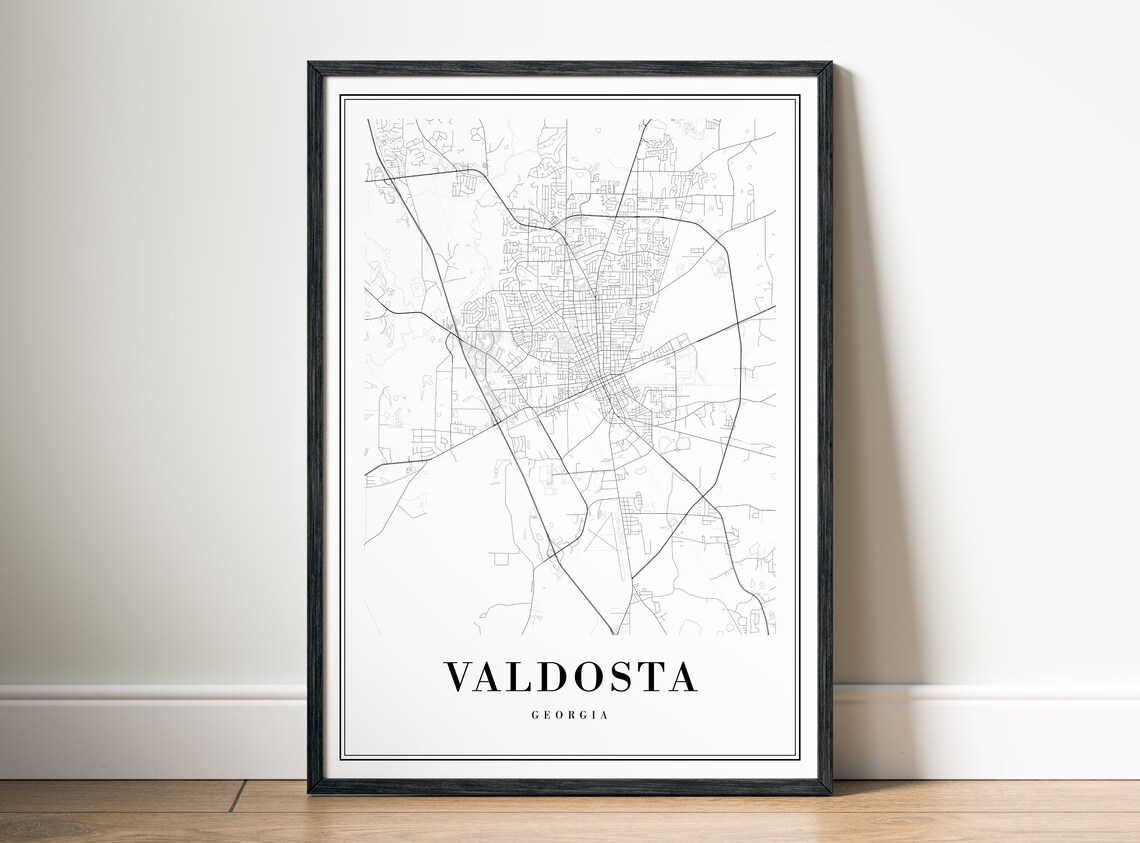 Valdosta Georgia City Map Print Instant Black White Minimalist Poster Modern Wall Art