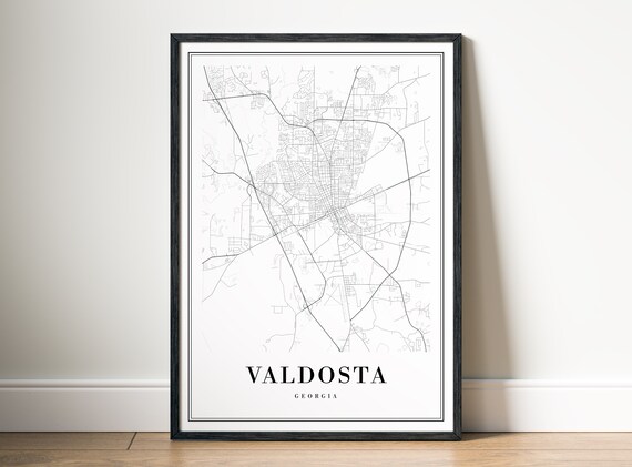 Valdosta Georgia City Map Print Instant Black White Minimalist Poster Modern Wall Art