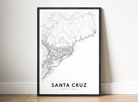 Santa Cruz Tenerife Spain Canary Islands City Street Map Poster