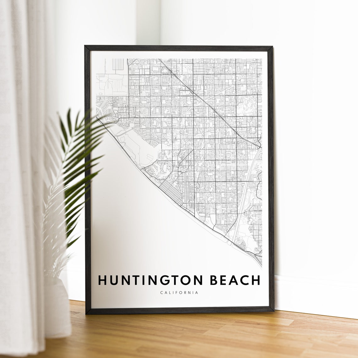 Huntington Beach California City Street Map Minimal Line Art Print - Image 2