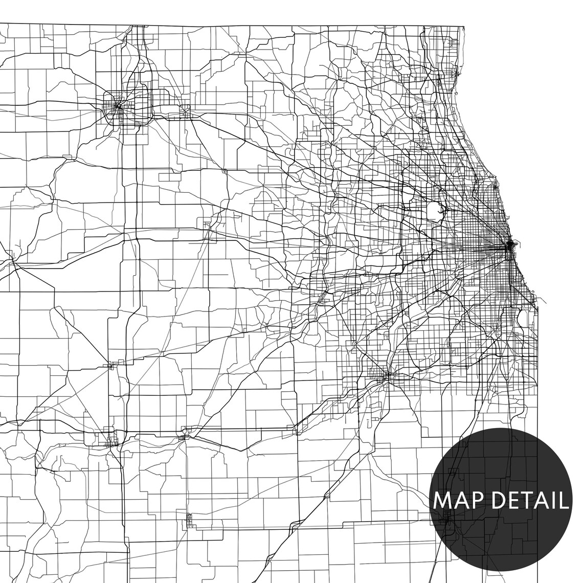 Illinois USA Map Print, Black and White Travel Poster - Image 2